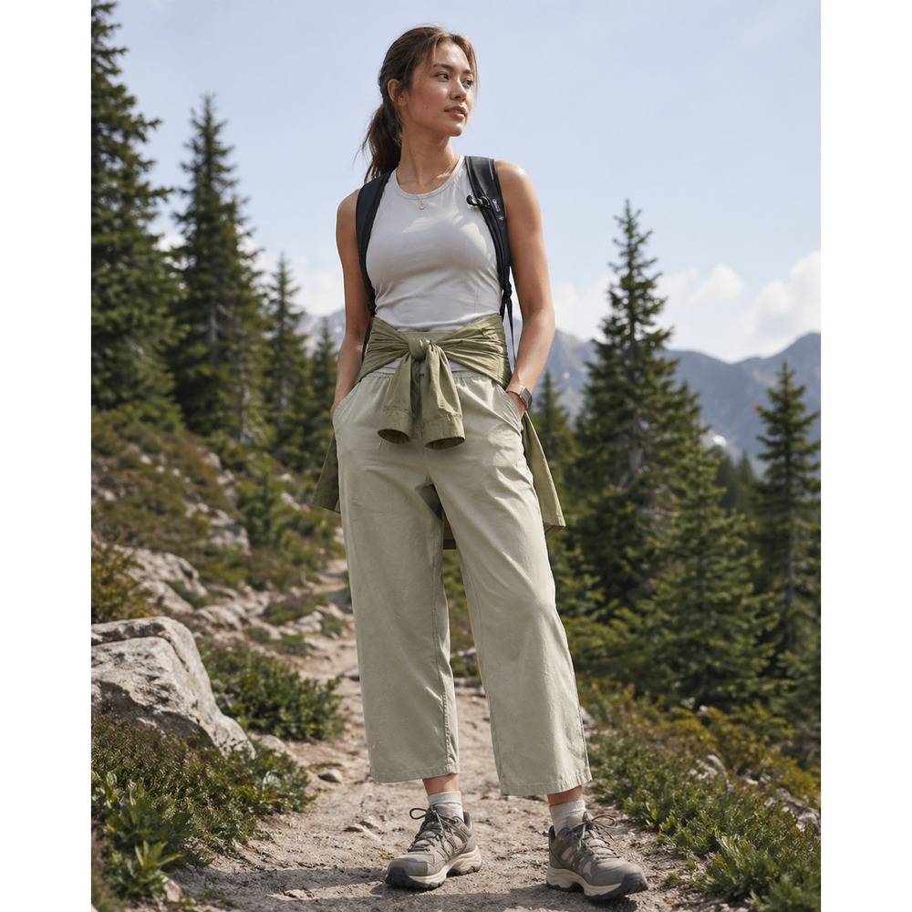 Patagonia Crop Hiking Pants Women 4 Khaki‎ Tan Polyester Pockets Gorpcore
